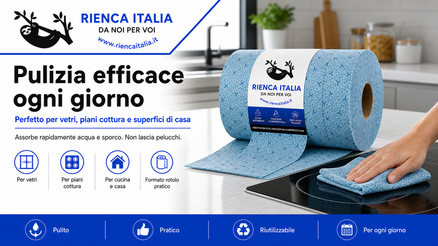 Panno di Pulizia Riutilizzabile Extra Assorbente – Rotolo Blu per Uso Professionale
