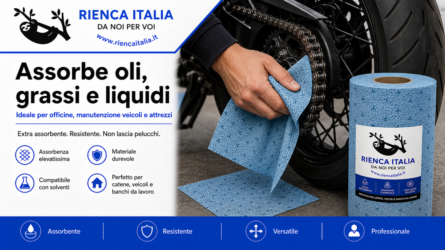 Panno di Pulizia Riutilizzabile Extra Assorbente – Rotolo Blu per Uso Professionale