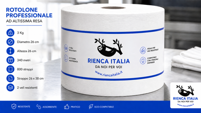 Rotolone Professionale XXL 340 Metri – 2 Veli Alta Resa