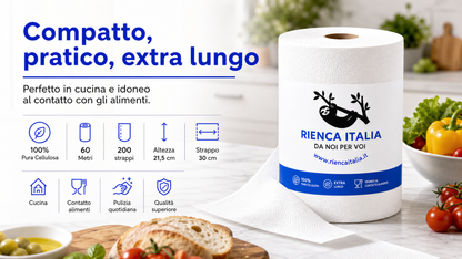 Rotolo Multiuso in Pura Cellulosa 60 Metri – Compatto e Alta Resa