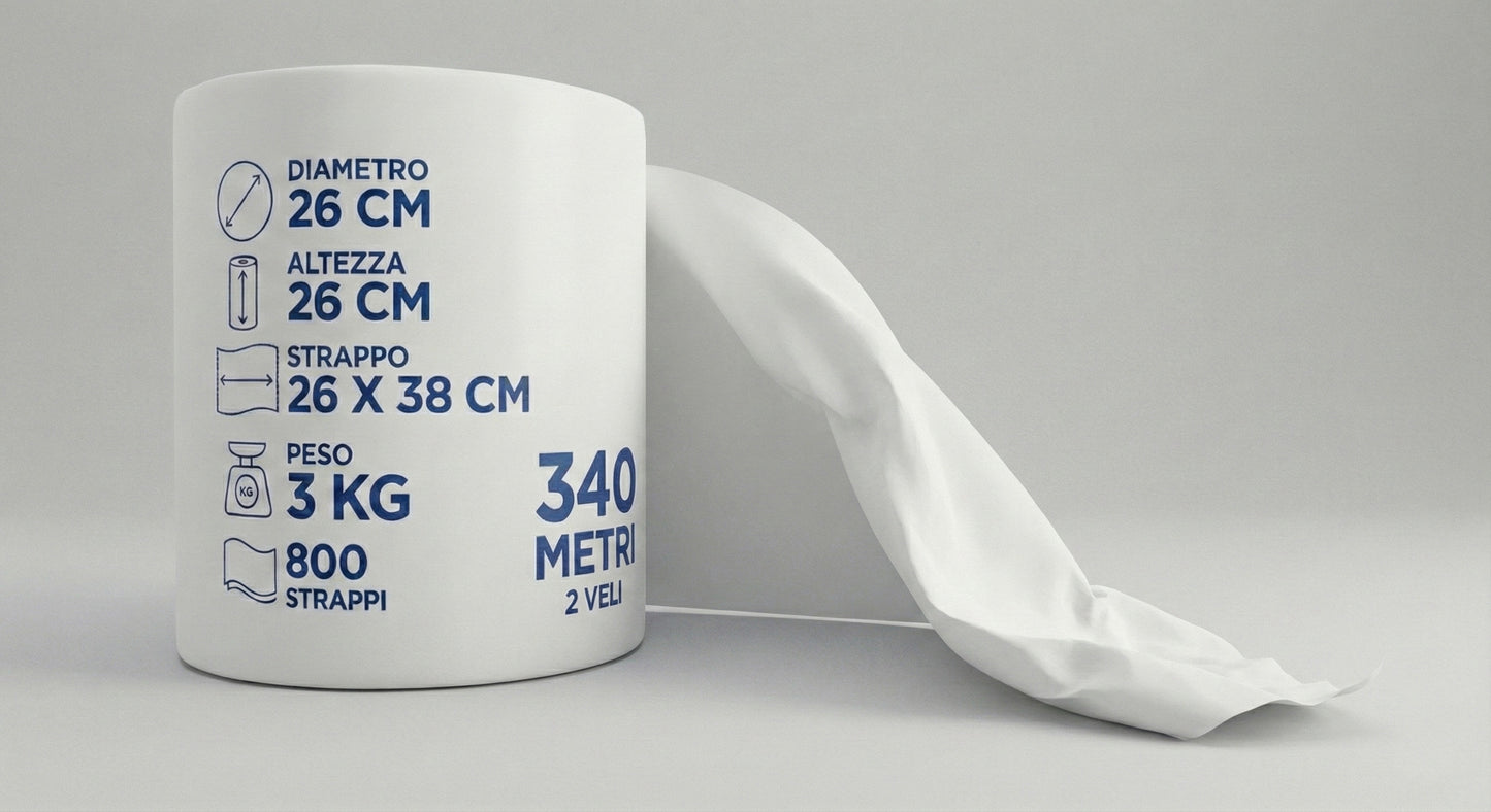 Rotolone Professionale XXL 340 Metri – 2 Veli Alta Resa