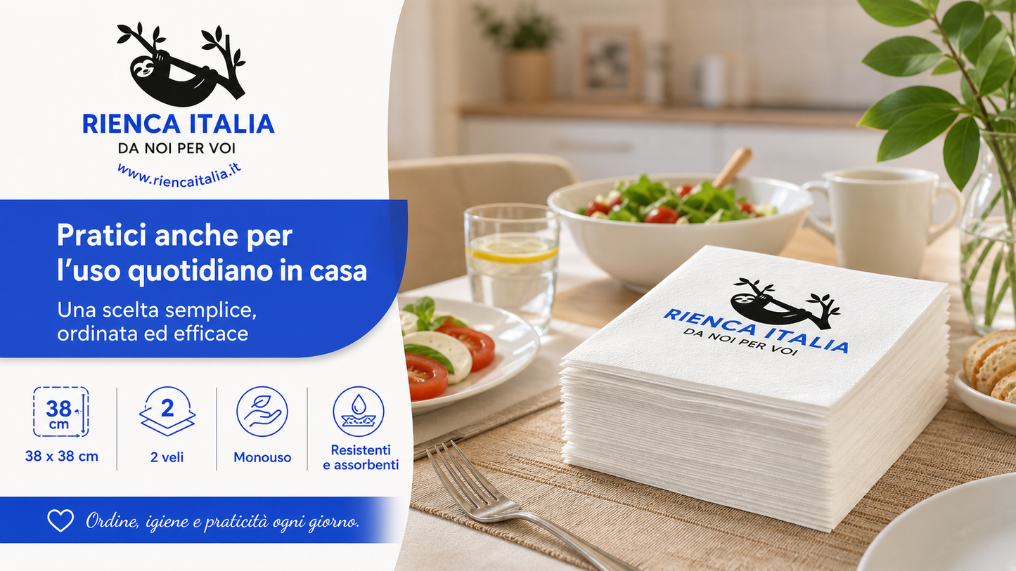 Tovaglioli 38 x 38 cm Monouso – Resistenti e Assorbenti per Eventi e Ristorazione