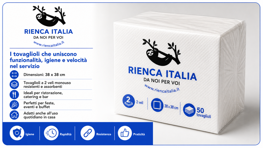 Tovaglioli 38 x 38 cm Monouso – Resistenti e Assorbenti per Eventi e Ristorazione