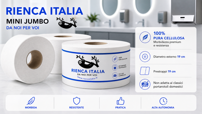 Carta Igienica Mini Jumbo 100% Pura Cellulosa – Alta Autonomia per Dispenser Professionali