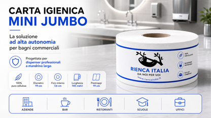 Carta Igienica Mini Jumbo 100% Pura Cellulosa – Alta Autonomia per Dispenser Professionali